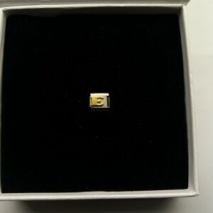 Gold & Silver Initial Letter E Italian Charm Link Stainless Steel Charm